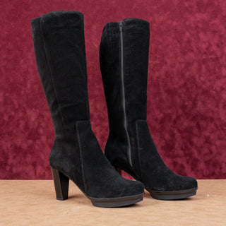 La Canadienne Women Leif Black Suede Waterproof Zip Fashion Knee Boots sz 10