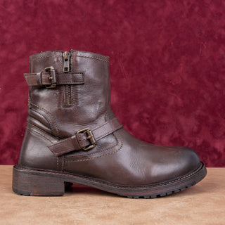 Vintage Foundry Women Umay Festival Moto Biker Brown Leather Ankle Boots sz 10