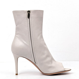 Gianvito Rossi Wmn White Leather Peep toe Dress Party Ankle Boot 11-11.5US EUR42