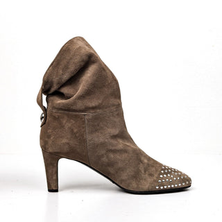 Karen Millen Women Stud Taupe Suede Back Slouch Boots size 9.5US EUR 40