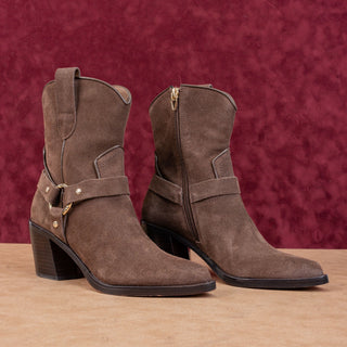 Dolce Vita Women Kenzen Dark Brown Suede Harness Pointy Toe Ankle Boots sz 5.5