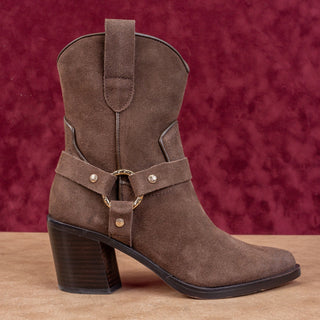 Dolce Vita Women Kenzen Dark Brown Suede Harness Pointy Toe Ankle Boots sz 5.5