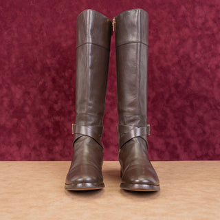 Michael Kors Women Bryce Black Brown Leather Riding Equestrian Knee Boots sz 8.5