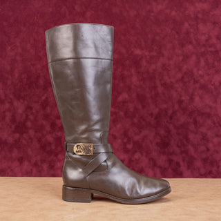 Michael Kors Women Bryce Black Brown Leather Riding Equestrian Knee Boots sz 8.5