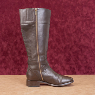 Michael Kors Women Bryce Black Brown Leather Riding Equestrian Knee Boots sz 8.5