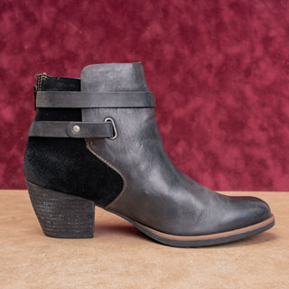 Korks Women Rohit Black Leather Modern Western Boho Ankle Boots sz 9.5