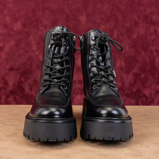 Sam Edelman Women Elliot Black Leather Zip Lace-up Combat Boots sz 8.5