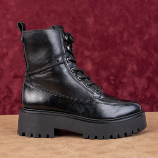 Sam Edelman Women Elliot Black Leather Zip Lace-up Combat Boots sz 8.5