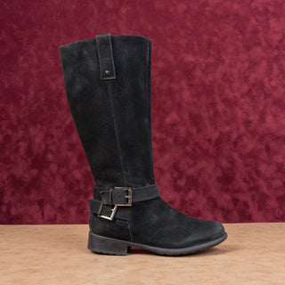 Clarks Women Plaza Steer Black Suede Comfortable Buckle Riding Tall Boots size 8