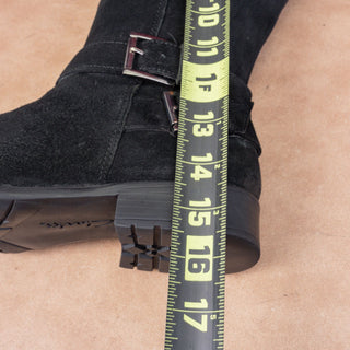 Clarks Women Plaza Steer Black Suede Comfortable Buckle Riding Tall Boots size 8