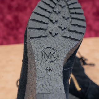 Michael Kors Women Rory Faux Sherpa Black Suede Wedge Ankle Boots sz 6