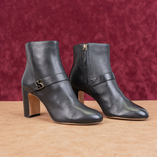 Kate Spade Women Dakota Black Leather Logo Zip Dress Block Heel Fashion Boots sz 10