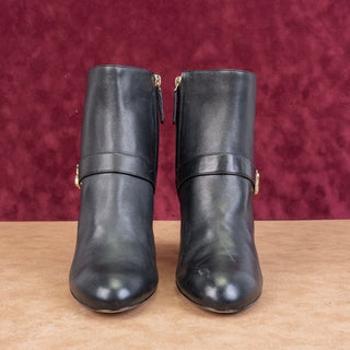 Kate Spade Women Dakota Black Leather Logo Zip Dress Block Heel Fashion Boots sz 10