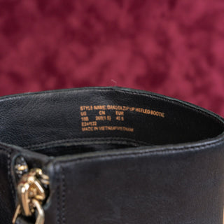 Kate Spade Women Dakota Black Leather Logo Zip Dress Block Heel Fashion Boots sz 10