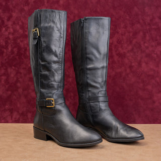 Ralph Lauren Wmn Fashion Black Leather Classic Riding Equestrian Tall Boots 7.5