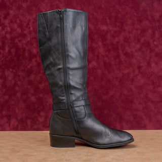 Ralph Lauren Wmn Fashion Black Leather Classic Riding Equestrian Tall Boots 7.5