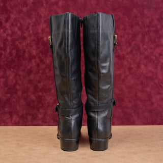 Ralph Lauren Wmn Fashion Black Leather Classic Riding Equestrian Tall Boots 7.5