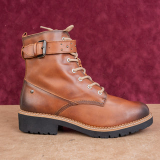 Pikolinos Women Vicar Brown Studded Strap Leather Combat Boots Sz 9.5US EUR 40