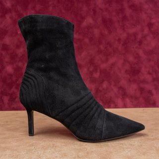 Aquatalia Wmn Black Suede Heels Pointy Toe Dress Fashion Night Party Boots sz 8