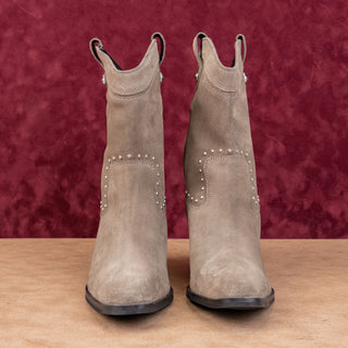 Lucky Brand Women Cesiet Grey Suede Studded Western Cowboy Zip Boots 7US EUR38