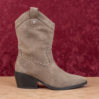Lucky Brand Women Cesiet Grey Suede Studded Western Cowboy Zip Boots 7US EUR38