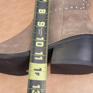 Lucky Brand Women Cesiet Grey Suede Studded Western Cowboy Zip Boots 7US EUR38