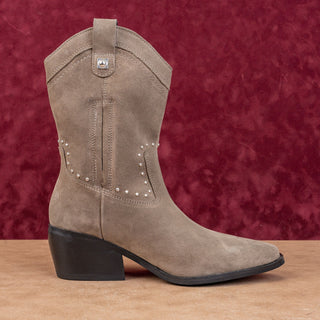 Lucky Brand Women Cesiet Grey Suede Studded Western Cowboy Zip Boots 7US EUR38