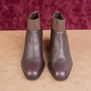 Naturalizer Women Brown Leather Stacked Heel Slip Wide Width Fashion Boots sz 9