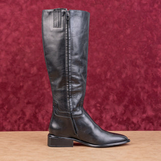 Dolce Vita Women Black Leather Zip Fashion Flat Riding Knee Boots sz 7.5