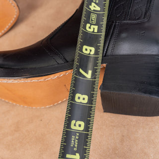 Frye Women Campus Low Chelsea Festival Black Leather Pull Ankle Boots sz 7.5
