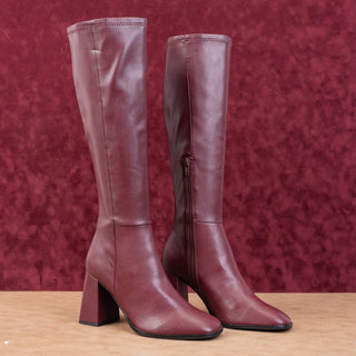 Steve Madden Women Livah Burgundy Vegan Leather Zip fashion Square Boots sz 6