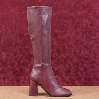 Steve Madden Women Livah Burgundy Vegan Leather Zip fashion Square Boots sz 6