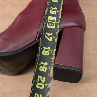 Steve Madden Women Livah Burgundy Vegan Leather Zip fashion Square Boots sz 6