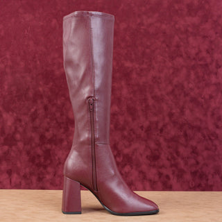 Steve Madden Women Livah Burgundy Vegan Leather Zip fashion Square Boots sz 6