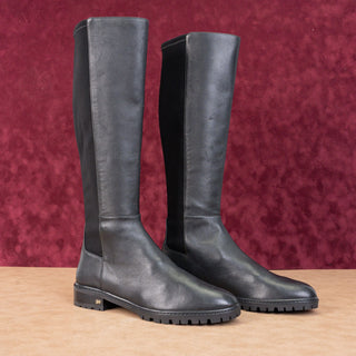 Stuart Weitzman Women City Lug Black Leather Nappa Fashion Knee Boots sz 9.5