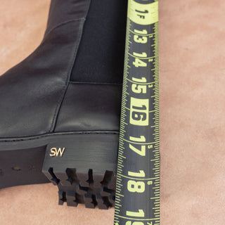 Stuart Weitzman Women City Lug Black Leather Nappa Fashion Knee Boots sz 9.5