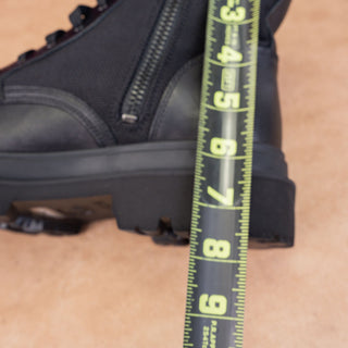 Vince Men Raider Black Leather Fabric Lace-up Zip Combat Boots sz 7.5US EUR40.5