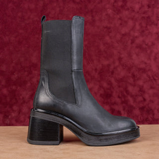 Steve Madden Women Flynn Retro 90s Square Toe Black Leather Boots 10US EUR 40