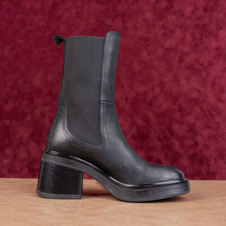 Steve Madden Women Flynn Retro 90s Square Toe Black Leather Boots 10US EUR 40