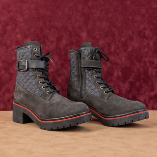 Bos&Co Women Zing Waterproof Grey Suede Zip Lace-up Winter Boots 9-9.5US EUR40