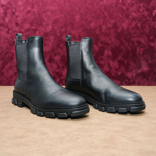 Michael Kors Women Ridley Black Leather Lug Chelsea Ankle Boots sz 9