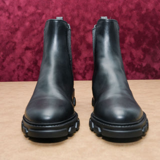 Michael Kors Women Ridley Black Leather Lug Chelsea Ankle Boots sz 9