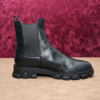Michael Kors Women Ridley Black Leather Lug Chelsea Ankle Boots sz 9