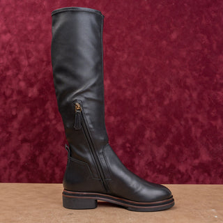 Eileen Fisher Women Tiley Black Leather Stretch Zip Fashion Knee Boots sz 6.5