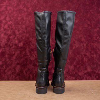 Eileen Fisher Women Tiley Black Leather Stretch Zip Fashion Knee Boots sz 6.5