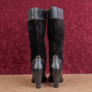 Indigo Women Black Leather Granny Victorian Vintage Y2K Fashion Boots sz 8