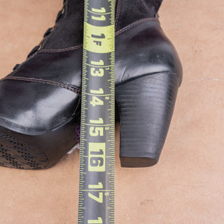 Indigo Women Black Leather Granny Victorian Vintage Y2K Fashion Boots sz 8