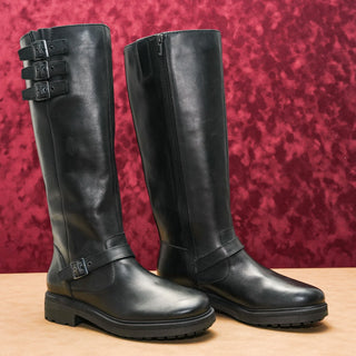 Lucky Brand Women Citere Black Leather Zip Riding Moto Tall Boots 10US EUR 41.5