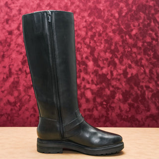 Lucky Brand Women Citere Black Leather Zip Riding Moto Tall Boots 10US EUR 41.5
