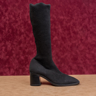 Miista London Wmn Black Fabric Vintage Y2K Square toe Boots 10.5US EUR 41